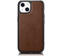 Icarer Leather Oil Wax case covered with natural leather for iPhone 14 brown (WMI14220717-BN)