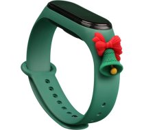 Hurtel Strap Xmas Wristband for Xiaomi Mi Band 4 / Mi Band 3 Christmas Silicone Strap Bracelet Dark Green (Bell)