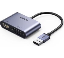Ugreen CM449 adapter converter USB - HDMI 1.3 (1920x1080 60Hz) + VGA 1.2 (1920x1080 60Hz) gray
