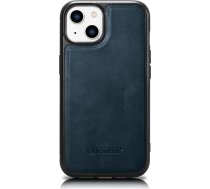 Icarer Leather Oil Wax case covered with natural leather for iPhone 14 blue (WMI14220717-BU)