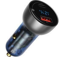 Baseus USB / USB Type C car charger 65 W 5 A SCP Quick Charge 4.0+ Power Delivery 3.0 LCD screen transparent (CCKX-C0A)