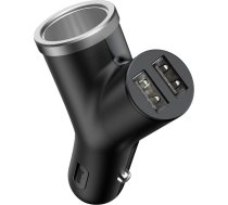 Baseus Y Type Car Charger car charger 2x USB + cigarette lighter socket 3.4A black (CCALL-YX01)