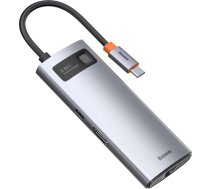 Baseus Metal Gleam 6-in-1 USB-C - USB-C PD 100W HUB 1x HDMI 4K 30Hz 3x USB-A 3.2 1x RJ45 - gray