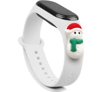 Hurtel Strap Xmas Wristband for Xiaomi Mi Band 4 / Mi Band 3 Christmas Silicone Strap Bracelet White (Snowman 1)