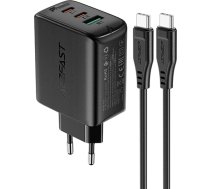 Acefast 2in1 wall charger 2x USB-C / USB-A 65W, PD, QC 3.0, AFC, FCP (set with USB-C 1.2m cable) black (A13 black)