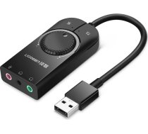 Ugreen external sound card music USB adapter - 3.5 mm mini jack with volume control 15cm black (40964)