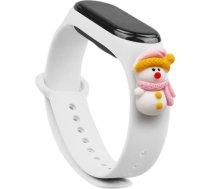 Hurtel Strap Xmas Wristband for Xiaomi Mi Band 4 / Mi Band 3 Christmas Silicone Strap Bracelet White (Snowman 2)