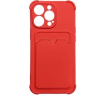 Hurtel Card Armor Case Pouch Cover for iPhone 12 Pro Max Card Wallet Silicone Air Bag Armor Red