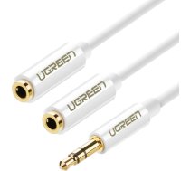 Ugreen Cable cable headphone splitter mini jack 3.5 mm - 2 x mini jack 3.5 mm (2 x stereo output) 20cm white (AV134) White