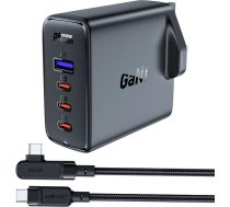 Acefast Fast charger GaN UK 100W Power Delivery 3x USB C 1x USB - black