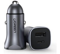 Ugreen fast car charger USB-A / USB-C 30W PD PPS gray (CD130)