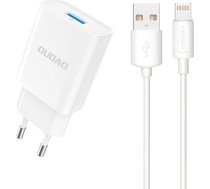 Dudao A4EU USB-A 2.1A wall charger - white + USB-A - Lightning cable