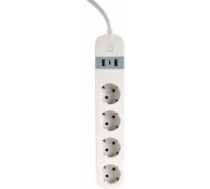 Gembird Viedā Rozete Gembird Smart Power Strip with USB Charger 4 Sockets White