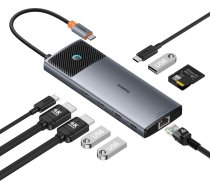 Baseus HUB 10in1 Baseus Metal Gleam Series II USB-C to HDMI 4K 120Hz / HDMI 4K 60Hz / USB-A 10Gb/s / 2xUSB-A 480Mb/s / USB-C 10Gb/s / RJ45 / SD / TF / USB-C PD - gray