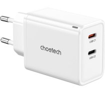 Choetech PD6013 2x USB-C PD 65W GaN wall charger - white