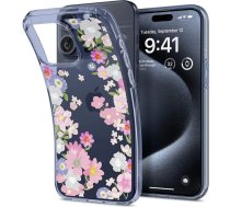 Spigen Etui Spigen Liquid Crystal na iPhone 15 Pro - różowo-niebieskie kwiaty