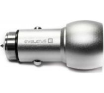 Evelatus Universal Car Charger ECC01 2USB port 3.1A with stainless steel escape tool Silver