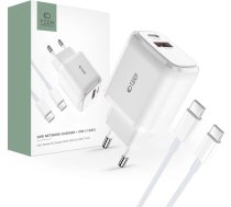 Tech-Protect C20W USB-C PD 20W / USB-A QC 3.0 network charger with USB-C / USB-C cable - white