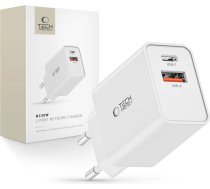 Tech-Protect NC30W USB-C PD 30W / USB-A QC 3.0 network charger - white