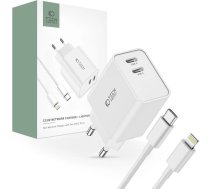 Tech-Protect C35W 2x USB-C PD 35W network charger with USB-C / Lightning cable - white