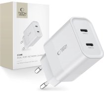 Tech-Protect C20W mains charger 2x USB-C PD 20W - white