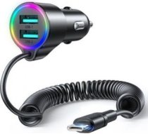 Joyroom 3-in-1 fast car charger with USB-C cable 1.5m 17W Black