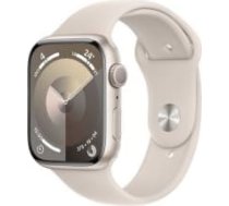 Apple Watch Series 9 GPS 45mm Starlight Aluminium Case with Starlight Sport Band - S/M Water-resistant, Dust-resistant, Crack-resistant