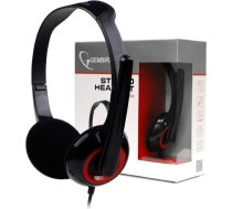 Gembird MHS-002 Stereo headset 3.5 mm, Black/Red, Built-in microphone