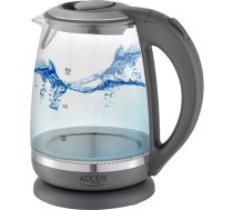 Adler Kettle AD 1286 Standard, 2200 W, 2 L, Plastic/ glass, Grey/ transparent, 360° rotational base