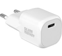 Silver Monkey Mini USB-C 20W PD wall charger - white