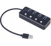 Gembird USB Centrmezgls Gembird USB 3.1 Powered 4-port Hub with Switches Black