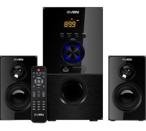 Sven MS-2050 30W+2x12.5W; LED display; Volume front control; USB/SD-card support; Wall mountable satellites; MUTE, SLEEP and ST-BY modes; FM radio; Remote control; Bluetooth