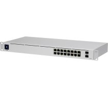 Ubiquiti USW-16-PoE 16-port Layer 2 PoE switch, 8 x GbE PoE+, 8 x GbE ports, 2 x 1G SFP ports, 42W total PoE Power, fanless, silent cooling, ESD/EMP protection, 1.3" touchscreen LCM     display, Rackmount (Kit included)