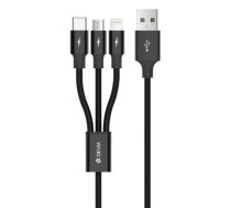 Devia Kintone Series 3In1 Tube, USB to Lightning, MicroUSB, Type-C, 1,2m, Black