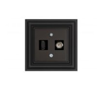 Liregus HDMI+TV-002-01.R/ON59 ligzda "Retro"/matēta melna (bez rāmja)
