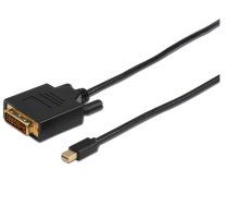 MicroConnect Mini Displayport to DVI-D Cable 1m Dual Link 24+1, (MDPDVI1B)