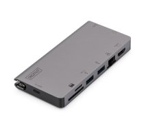 Digitus USB-C Multiport Travel Dock, 8 Port, gray 2x video, 2x USB (DA-70877)
