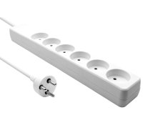 MicroConnect Danish Power Strip 6-way  White 10m cable  (W128433100)