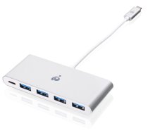 IOGEAR USB-C to 4 Port USB-A Hub with PD Pass-Thru (GUH3C4PD)