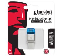 Ārējais Atmiņas Karšu Lasītājs Kingston MobileLite Duo 3C USB-C, Sudraba