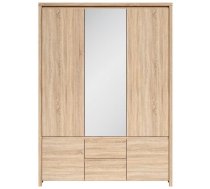 Drēbju Skapis Black Red White Kaspian, 153.5x55.5x211cm, Ozols (S128-SZF5D2S-BI/DSO)