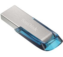 USB Zibatmiņa SanDisk Ultra Flair 3.0, 128GB, Nerūsējošā tērauda/Zila (SDCZ73-128G-G46B)