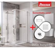 Ravak SET 10 Komplekts Blix Slim BLSRV2-90 Dušas kabīne 90x90cm H=195cm  Caurspīdīga, Hromēta Ar Paliktni Perseus Pro (23SETBLS7)