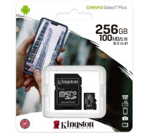 Atmiņas Karte Kingston SDCS2/256GB Micro SD 256GB, 45MB/s, Ar SD Adapteri Melna