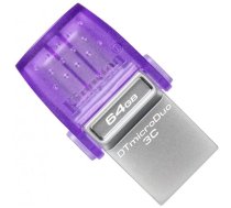 USB Zibatmiņa Kingston DataTraveler microDuo 3C Type-C/USB 3.2, 64GB, Violeta (DTDUO3CG3/64GB)