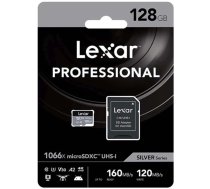 Atmiņas Karte Lexar LMS1066128G-BNANG Micro SD 128GB, 160MB/s, Ar SD Adapteri Melna/Pelēka