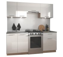 Virtuves Iekārtas Komplekts Halmar MARIJA 200, kokskaidu plātne, 200cm, 28mm, balts / ozols (V-UA-MARIJA_200-SONOMA/BIAŁY POŁYSK)