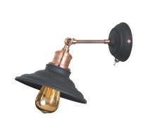 Sienas gaismeklis LORET+ ar slēdzi,7901,AC220-240V,50/60Hz,1*E27,maks.40W, Diametrs20cm, viens, melns
