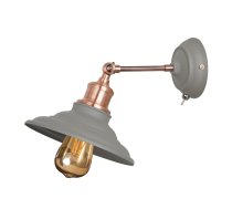 Sienas gaismeklis LORET+ ar slēdzi,8229,AC220-240V,50/60Hz,1*E27,maks.40W, Diametrs20cm, viens, pelēks