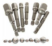 1/4" + 3/8" + 1/2" urbjmašīnas urbju ligzdu adapteru komplekts 8 gab.